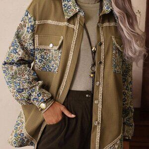Casual Women's colorblock floral print Western jacket